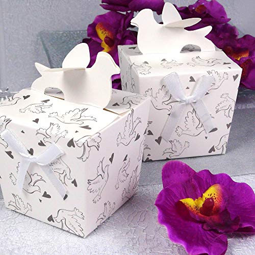 Einssein 12x Caja de Regalo Boda Paloma Blanco Cajas Bonitas para cajitas Regalos Bombones Carton bolsitas Papel chuches Bodas Bautizo pequeñas pequeña recordatorios comunion Navidad Decorar