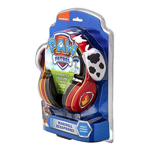 EKids Paw Patrol Marshall - Auriculares para niños con función de limitación de Volumen integrada para Escuchar de Forma Segura, Color Rojo