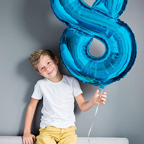 envami Globos de Cumpleãnos 7 Azul I 101 CM Globo 7 Años I Globo Numero 7 I Decoracion 7 Cumpleaños Niños I Globos Numeros Gigantes para Fiestas I Vuelan con Helio