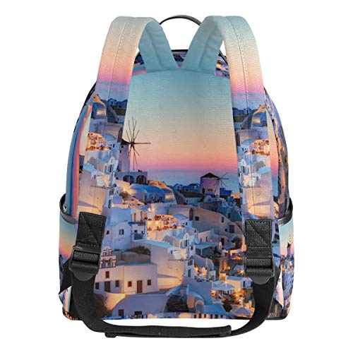 Eslifey Grecia Santorini Caldera Sunset Paisaje Bolsa Escolar Mochilas Diarias para Estudiantes