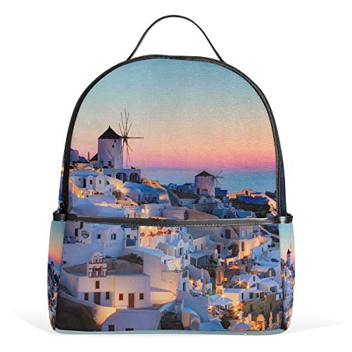 Eslifey Grecia Santorini Caldera Sunset Paisaje Bolsa Escolar Mochilas Diarias para Estudiantes