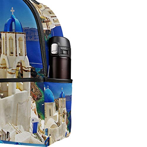 Eslifey Santorini Grecia Paisaje Bolsa Escolar Mochilas Diarias, para Estudiantes