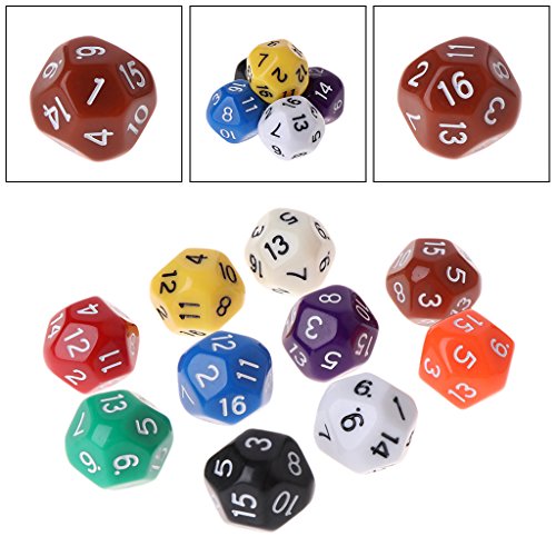 Exing Dados Dice,10 Piezas Dados Poligonales D16De 20 Lados para Juegos De Mesa De Mazmorras Y Dragones