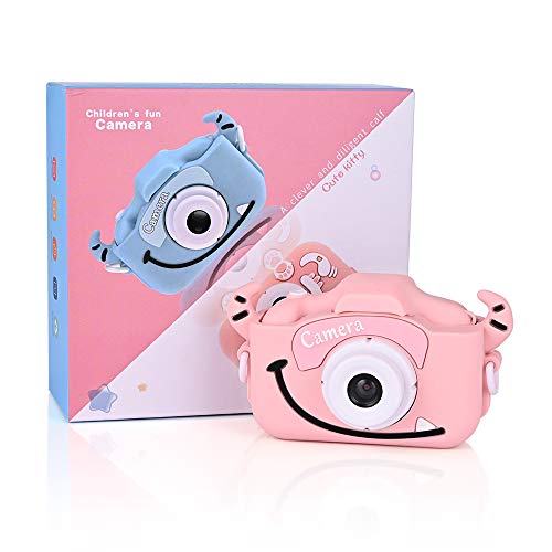 Faburo Cámara para Niños Juguete para Niños, Cámara Digital Selfie para Niños pequeños con Tarjeta de Memoria SD 32GB, Pantalla LCD de 2.0 Pulgadas, Video HD de 1080P Doble Objetivo Rosa