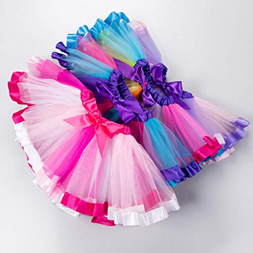 Falda del Tutu para Niña,SHOBDW Bebé Niños Enagua Arco Iris Pettiskirt Fiesta Linda Niños Vestidos de Cumpleaños Falda de Bowknot Ropa de Baile Princesa Traje de Baile(C,5-6 Años)