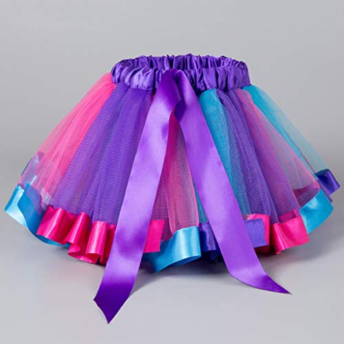 Falda del Tutu para Niña,SHOBDW Bebé Niños Enagua Arco Iris Pettiskirt Fiesta Linda Niños Vestidos de Cumpleaños Falda de Bowknot Ropa de Baile Princesa Traje de Baile(C,5-6 Años)