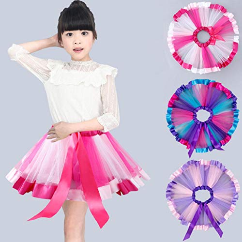 Falda del Tutu para Niña,SHOBDW Bebé Niños Enagua Arco Iris Pettiskirt Fiesta Linda Niños Vestidos de Cumpleaños Falda de Bowknot Ropa de Baile Princesa Traje de Baile(C,5-6 Años)