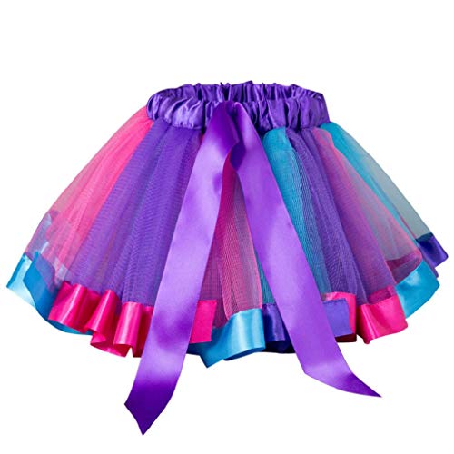 Falda del Tutu para Niña,SHOBDW Bebé Niños Enagua Arco Iris Pettiskirt Fiesta Linda Niños Vestidos de Cumpleaños Falda de Bowknot Ropa de Baile Princesa Traje de Baile(C,5-6 Años)