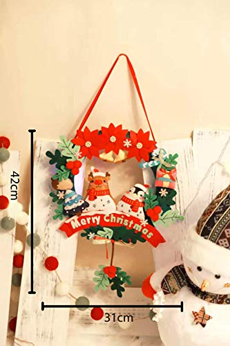 Fancy.Du - Decoración Navideña Incluye Corona de Manualidad DIY de Navidad Φ 30cm y Árbol Pequeño 60 cm, con Guirnalda de Luces y Conjunto de 37 Piezas Colgantes Adornos Navideños