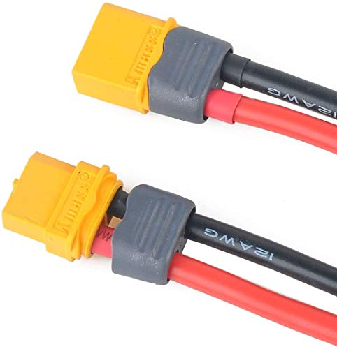 FancyWhoop 2 pares XT60 Conector Macho Hembra Con Funda Conector Con 150mm 12AWG Cable de Silicona para RC Lipo Drone FPV de Batería (XT60 Conector Hembra-Macho)