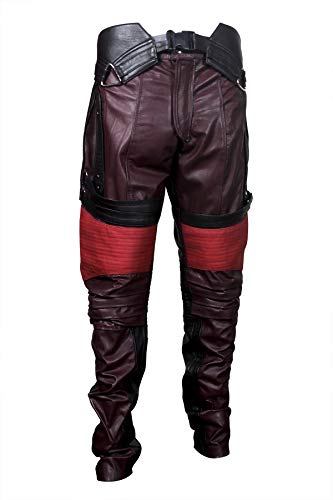 Fashion_First - Chaqueta y pantalones de piel para hombre de guardianes de la galaxia 2 Star Lord Chris Pratt Peter Quill Maroon