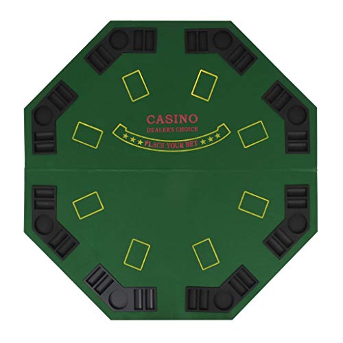 FESTNIGHT Juego de Tablero de Póker Plegable de Octogonal para 8 Jugadores Verde 120x120cm