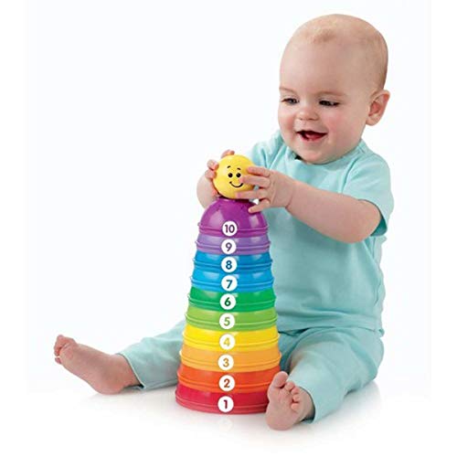 Fisher-Price - Cuencos apilables, juguete bebé +6 meses (Mattel W4472)