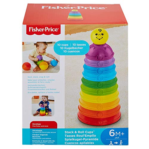 Fisher-Price - Cuencos apilables, juguete bebé +6 meses (Mattel W4472)