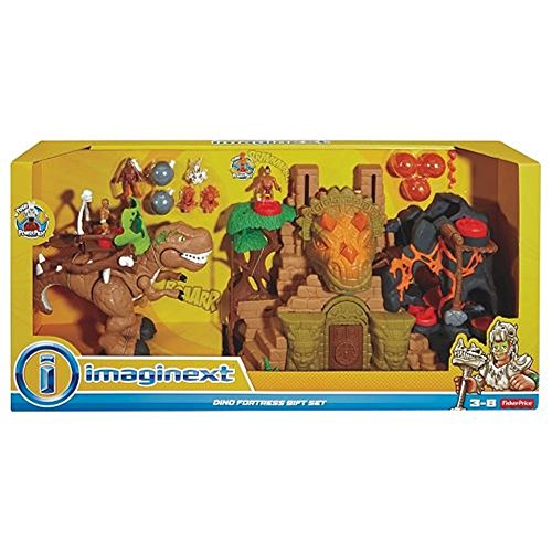 Fisher-Price Imaginext ULTRA Dino Fortress Gift Set - SUPER Playset - incl. T-Rex, catapulta fortaleza con el volcán, Figuras y Accesorios