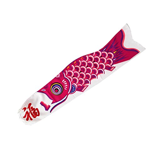 FLAMEER Koinobori Koi Nobori Carp Windsock Streamer Koi Nobori Fish Flag 15-90cm - Rosa roja, 90cm