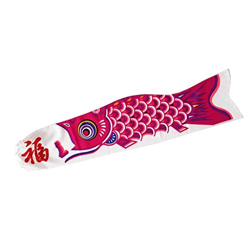 FLAMEER Koinobori Koi Nobori Carp Windsock Streamer Koi Nobori Fish Flag 15-90cm - Rosa roja, 90cm