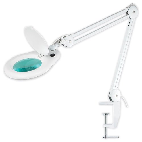 Flexolupa- Led Lupa de 5 dioptrías flexible iluminada por 60 leds con una lente en cristal de 125 mm, Color blanco (LU000090)