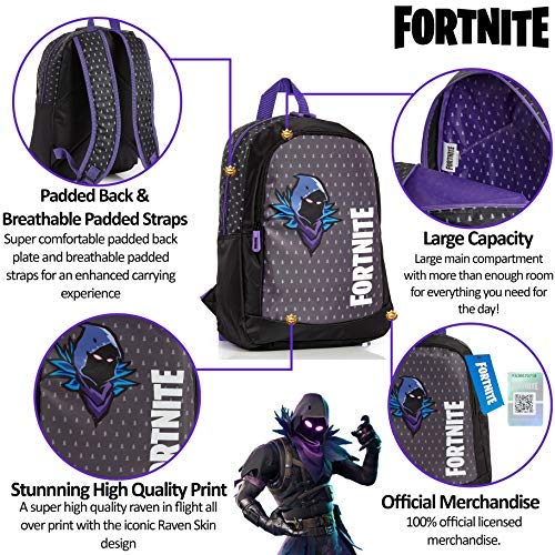 Fortnite Mochilas Escolares Juveniles, Mochila Escolar Estampado Raven Para Niños, Mochila Negra Gran Capacidad Colegio Viaje Deporte, Regalos Para Niños Niñas Adolescentes (Morado Raven)