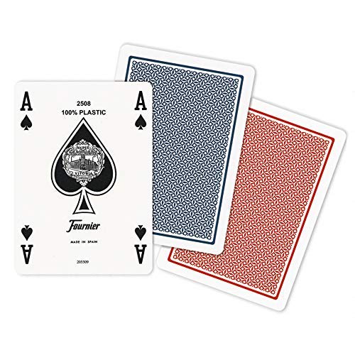 Fournier- Nº 2500 Plástico Baraja de Cartas de Poker Profesional cálidad Casino, Color rojo/azul (1028934)