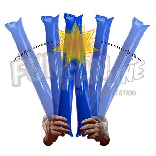 FUN FAN LINE® - Pack 20 Pares de Aplaudidores hinchables ruidosos de plástico. Artículos de Fiesta y animación. Palos cotillón Ideales para fútbol, Fiestas, cumpleaños, comunión. (Blue)