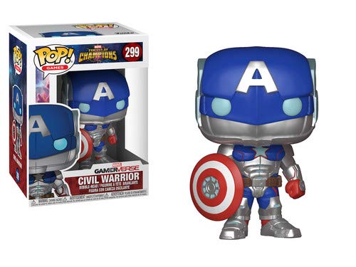 Funko – Marvel, Batalla de Superhéroes – Colección Pop Vinyl, Figura 299 - Capitán América, 9 cm