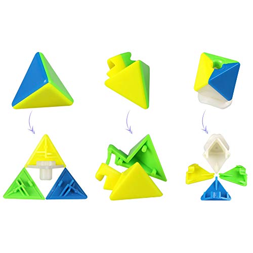 FunnyGoo Mofangge 4x4 triángulo de pirámide pyraminx Cubo de Rompecabezas de Velocidad mágica Cubo con un Soporte de Cubo ( sin Etiqueta )