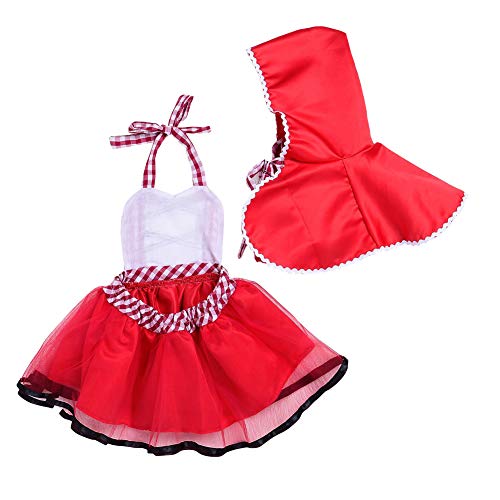 FYMNSI Niña Bebé Disfraz de Caperucita Roja con Capa Cuento de Hadas Little Disfraz de Equitación para Halloween Carnaval Cosplay Navidad Fiesta de Cumpleaños Fotografía Vestirse 3-6 Meses