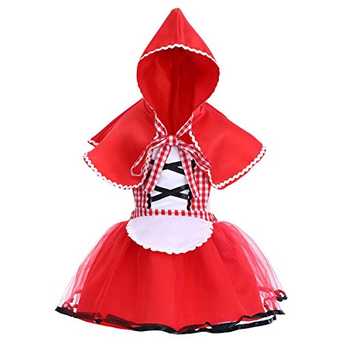 FYMNSI Niña Bebé Disfraz de Caperucita Roja con Capa Cuento de Hadas Little Disfraz de Equitación para Halloween Carnaval Cosplay Navidad Fiesta de Cumpleaños Fotografía Vestirse 3-6 Meses