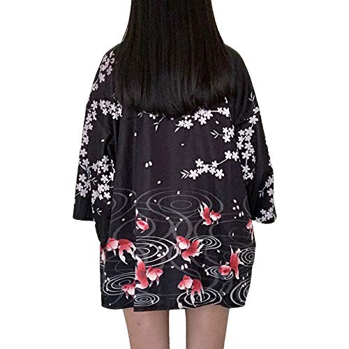 G-like - Disfraz de kimonos japoneses para mujer – Disfraz tradicional de Haori de Robe Tokio Harajuku con diseño de dragón antiguo Goldfish Talla única