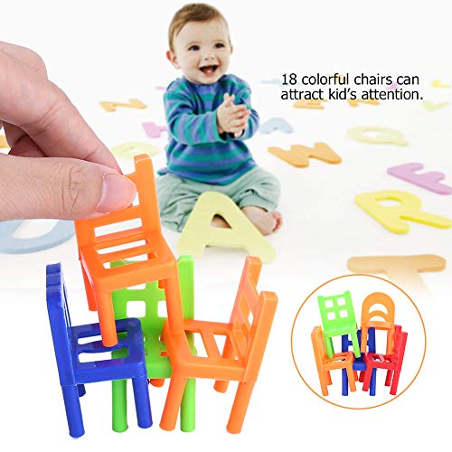 Garosa 18 unids / Set Silla Juguete De Plástico Mini Puzzle Multijugador Juegos de Apilamiento Aprendizaje Interesante Juguetes de Equilibrio Inteligentes para Juego de Fiesta Familiar