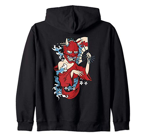 geisha girl mask Japanese demon Sudadera con Capucha