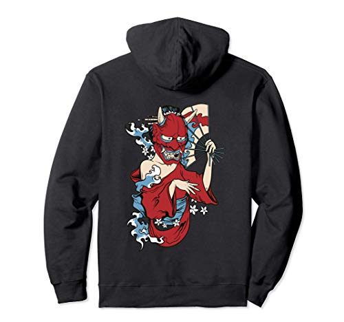 geisha girl mask Japanese demon Sudadera con Capucha