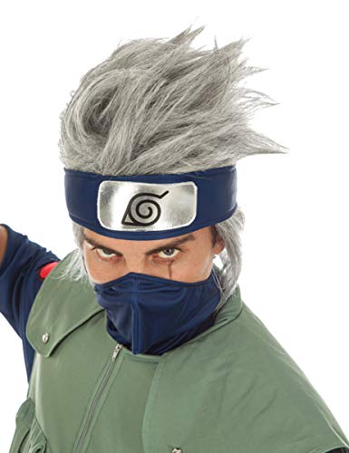 Generique - Naruto Peluca Kakashi Hatake Traje Accesorio Gris