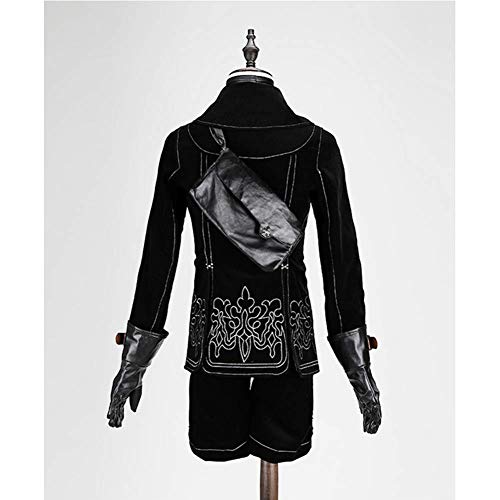 GGOODD Nier:Automata Yorha No.9 Type S Cosplay Costume Halloween 9S Negro Terciopelo Conjunto Uniforme De Combate,Negro,XL