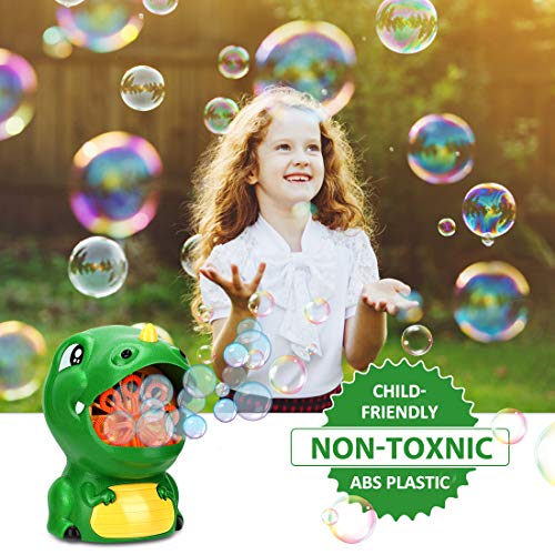 Gifort Maquina Burbujas para niños, soplador de Burbujas automático Cute Dinosauria Maquina Pompas Jabon con solución de jabón para Juguetes Ideales para niños