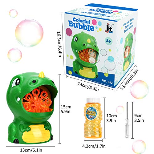 Gifort Maquina Burbujas para niños, soplador de Burbujas automático Cute Dinosauria Maquina Pompas Jabon con solución de jabón para Juguetes Ideales para niños