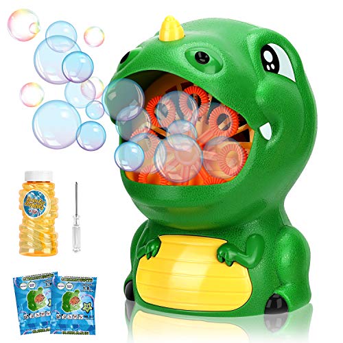 Gifort Maquina Burbujas para niños, soplador de Burbujas automático Cute Dinosauria Maquina Pompas Jabon con solución de jabón para Juguetes Ideales para niños