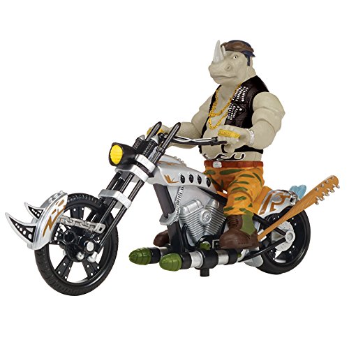 Giochi Preziosi Tortuga Ninja Movie 2 Moto + Figura Rocksteady Teenage Mutant Ninja Turtles Movie 2 out of The Shadows Rocksteady con Chopper Motocicleta Vehículo con Figura