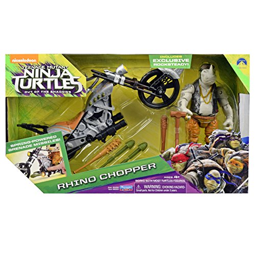 Giochi Preziosi Tortuga Ninja Movie 2 Moto + Figura Rocksteady Teenage Mutant Ninja Turtles Movie 2 out of The Shadows Rocksteady con Chopper Motocicleta Vehículo con Figura