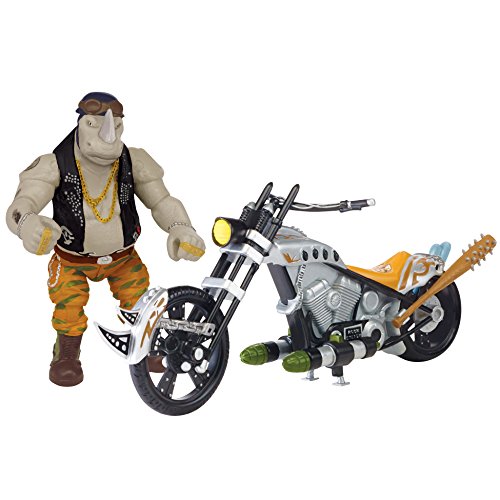 Giochi Preziosi Tortuga Ninja Movie 2 Moto + Figura Rocksteady Teenage Mutant Ninja Turtles Movie 2 out of The Shadows Rocksteady con Chopper Motocicleta Vehículo con Figura