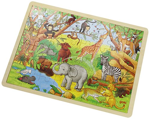 Goki- África Puzzles de Madera, Multicolor (57892)