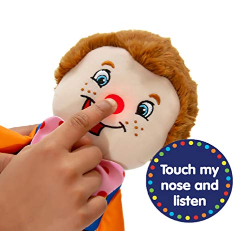 Golden Bear Mr Tumble Touch My Nose Sensory Soft Toy 20 cm with squeaking Toys for Ages 10