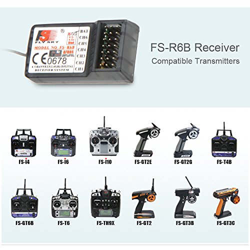 Goolsky Flysky FS-R6B 2.4Ghz 6CH Receptor para transmisor Flysky TH9X FS-CT6B FS-T6