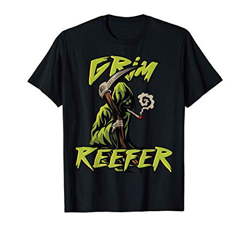 Grim Reefer Grim Reaper Smoking Weed Marijuana THC Halloween Camiseta