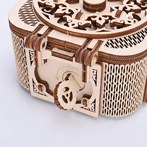 GuDoQi Puzzle 3D Madera, Maqueta Mecanicas de Cofre del Tesoro con Música para Montar, Rompecabezas Madera 3D para Construir, Kit de Manualidades DIY, Juguete de Montaje, Pasatiempos para Adultos