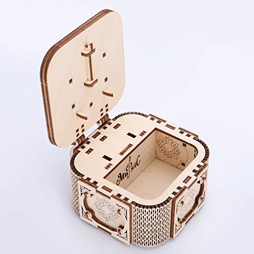 GuDoQi Puzzle 3D Madera, Maqueta Mecanicas de Cofre del Tesoro con Música para Montar, Rompecabezas Madera 3D para Construir, Kit de Manualidades DIY, Juguete de Montaje, Pasatiempos para Adultos