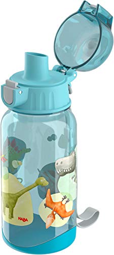 HABA 305152 - Botella dinosaurios 400 ml botella para niños con diseño de dinosaurio, con gran apertura y tapa de cierre, no gotea, plástico libre de BPA, para lavavajillas