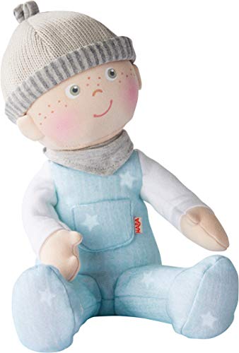 HABA 305753-Kuschelpuppe Pit, Puppe AB 0 Jahren Muñeca, Color Azul (305753)