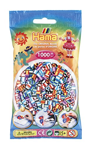 Hama 10.207-90 1.000 cuentas en bolsa a rayas Mix 90, multicolor